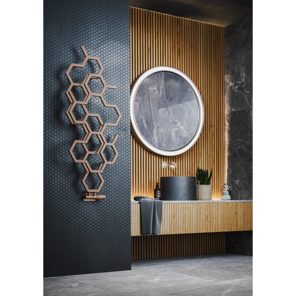 Florence Vertical Designer Radiator - Single Panel - 1200x486mm - Copper