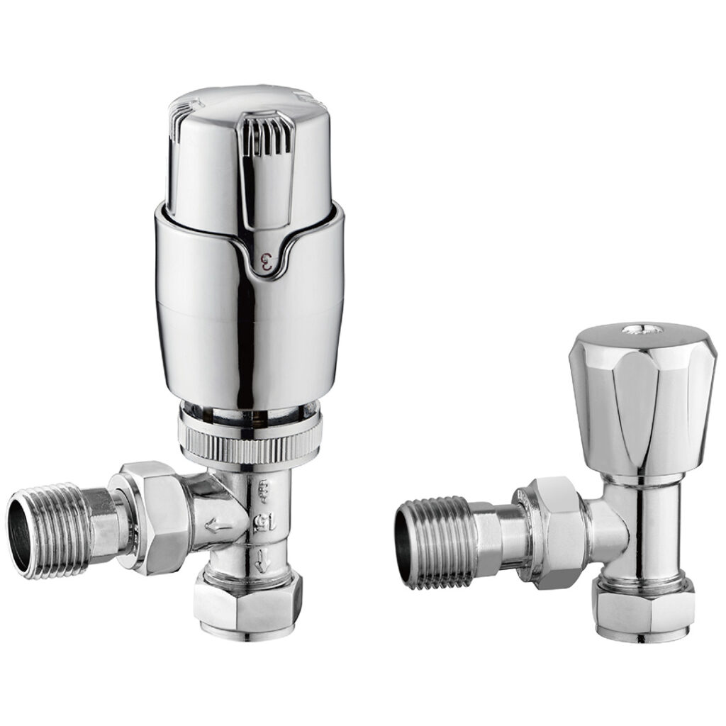Thermostatic Angled Radiator Valves Chrome